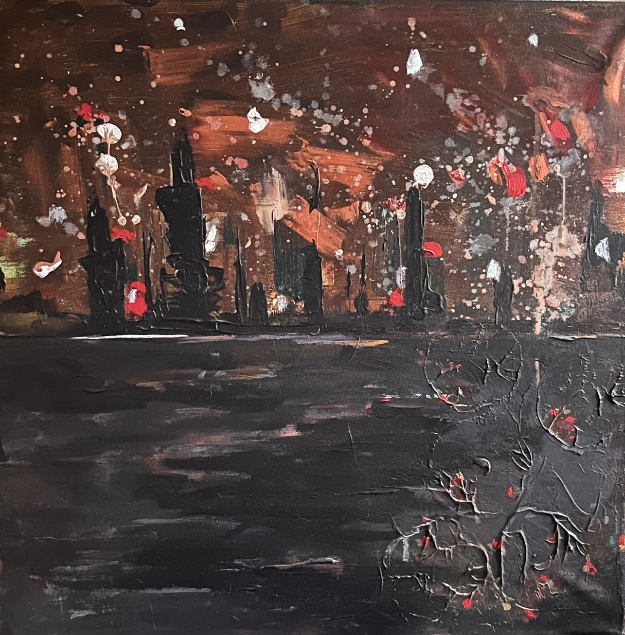 Nocturne en fête | Oeuvre originale contemporaine d'Artemya, réalisée en Suisse.